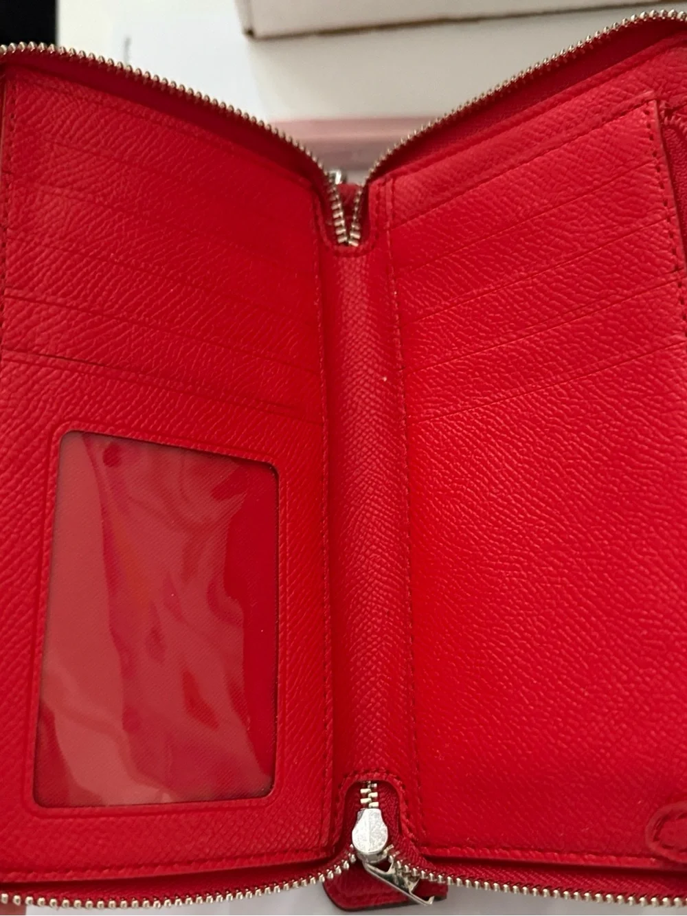 Coach Red Saffiano Leather Wristlet Clutch with Silver Hardware